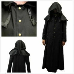Coat Cosplay LARP Steampunk Black Cotton Drill Ghost Nameless Ghoul Robe -EpicCosplay Shop 6.4NEW BlackCottonDrillGhostNamelessGhoulRobeCoat.CosplayLARPSteampunk