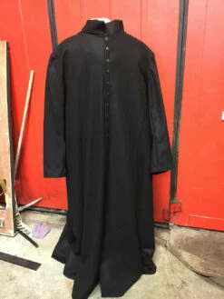 Black Priests Coat In Wool