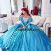 Princess Ariel Blue Dress Cosplay Costume Adults Plus Size -EpicCosplay Shop Blue Ariel Dress Little Mermaid Costume 1