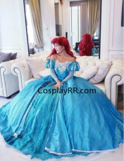 Princess Ariel Blue Dress Cosplay Costume Adults Plus Size