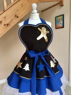 Festive Brown And Royal Blue Christmas Apron Cosplay Costume -EpicCosplay Shop ChristmasApron 2
