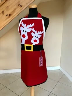 Christmas Miss Santa Apron, Festive Christmas Apron, Reindeer Christmas Apron