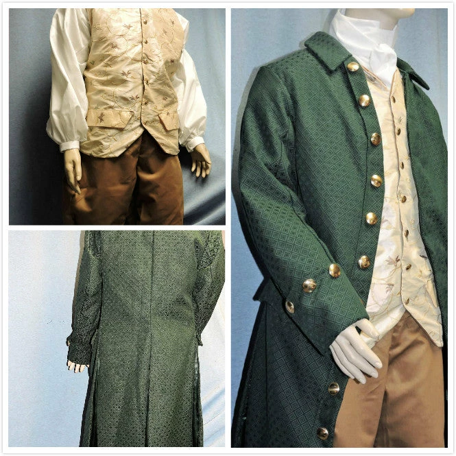 Colonial Victorian Edwardian Frock Coat Waistcoat Or Vest Shirt Cravat Jabot And Breeches - Image 5