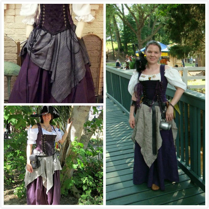 Custom Renaissance Corset Purple Dress Witch Wench Costume - Image 4