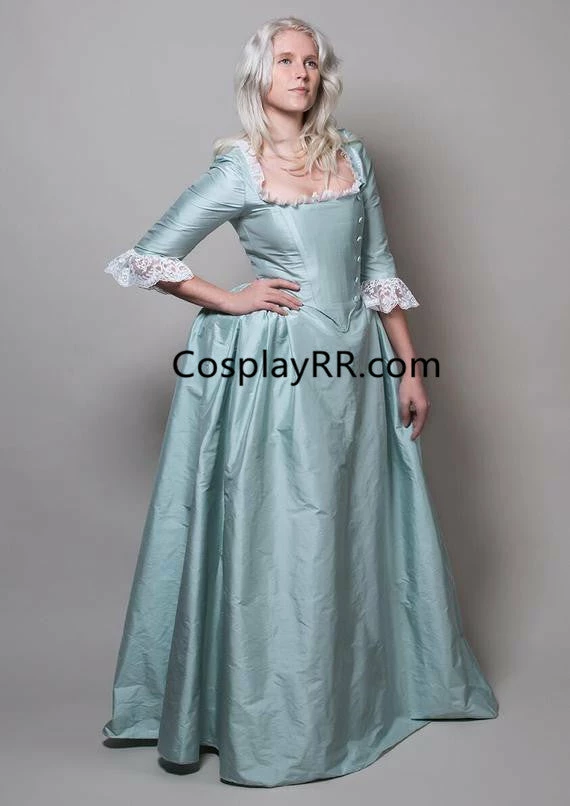 Eliza Schuyler Blue Colonial Dress Cosplay Costume 4 Eliza Schuyler Blue Colonial Dress Cosplay Costume - Image 2