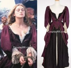Keira Knightley As Elizabeth Swann Costume, Black Pearl Elizabeth Swann Purple Dress In Pirates Of The Caribbean