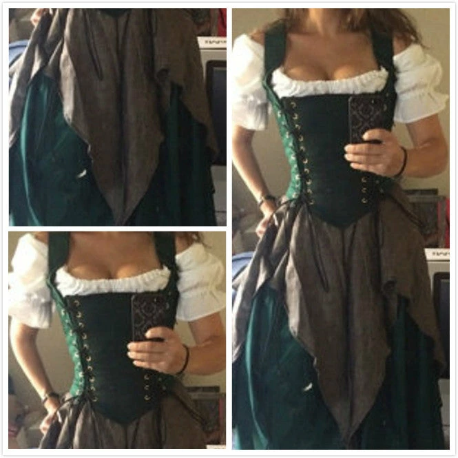 Green Renaissance Dress Witch Wench Gown Costume 3 Green Renaissance Dress Witch Wench Gown Costume