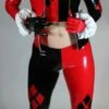 Harley Quinn Costume Leggings In Stretch Gloss Black And Red Vinyl PVC -EpicCosplay Shop Harley Quinn Costume Leggings in Stretch Gloss Black and Red Vinyl PVC 1