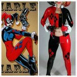 Harley Quinn Costume Leggings In Stretch Gloss Black And Red Vinyl PVC 11 Harley Quinn Costume Leggings In Stretch Gloss Black And Red Vinyl PVC -EpicCosplay Shop Harley Quinn Costume Leggings in Stretch Gloss Black and Red Vinyl PVC 4