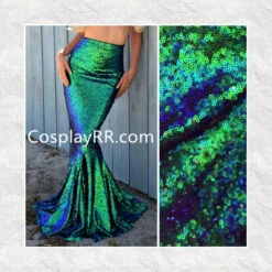High Waist Green Sequin Mermaid Tail Skirt Mermaid Costume