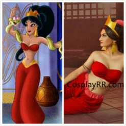 Jasmine Red Costume Outfit Cosplay For Adult