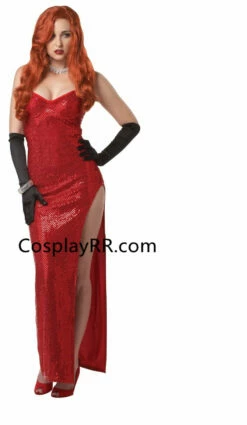 Jessica Rabbit Costume With Gloves Plus Size Cosplay Dress