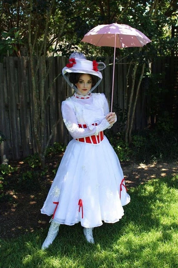 Mary Poppins Costume Outfits Cosplay Dress Plus Size Halloween Costume - Image 3