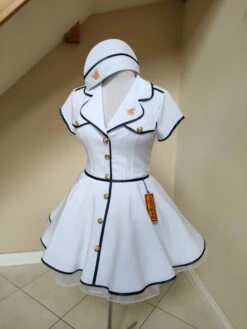 Nautica Rockabilly Dress, Navy Military Lady Dress With Hat Militarily Side Cap 25 Nautica Rockabilly Dress, Navy Military Lady Dress With Hat Militarily Side Cap -EpicCosplay Shop NauticaRockabillydress 2