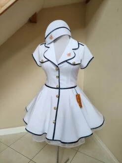 Nautica Rockabilly Dress, Navy Military Lady Dress With Hat Militarily Side Cap 17 Nautica Rockabilly Dress, Navy Military Lady Dress With Hat Militarily Side Cap -EpicCosplay Shop NauticaRockabillydress 3