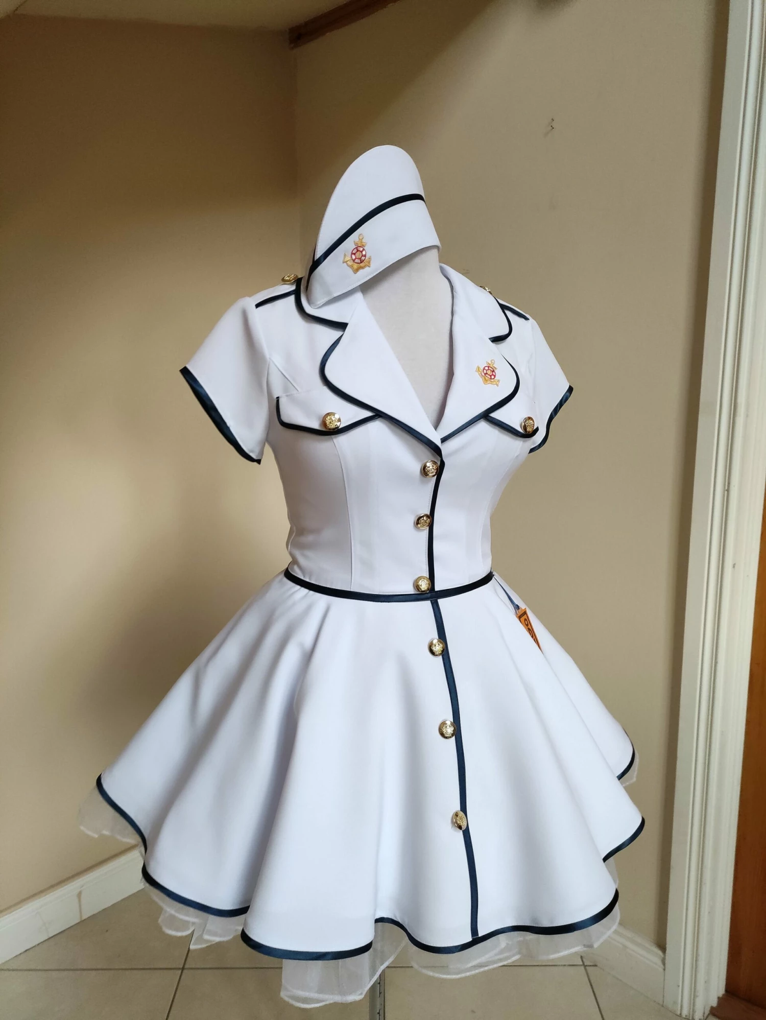 Nautica Rockabilly Dress, Navy Military Lady Dress With Hat Militarily Side Cap 3 Nautica Rockabilly Dress, Navy Military Lady Dress With Hat Militarily Side Cap