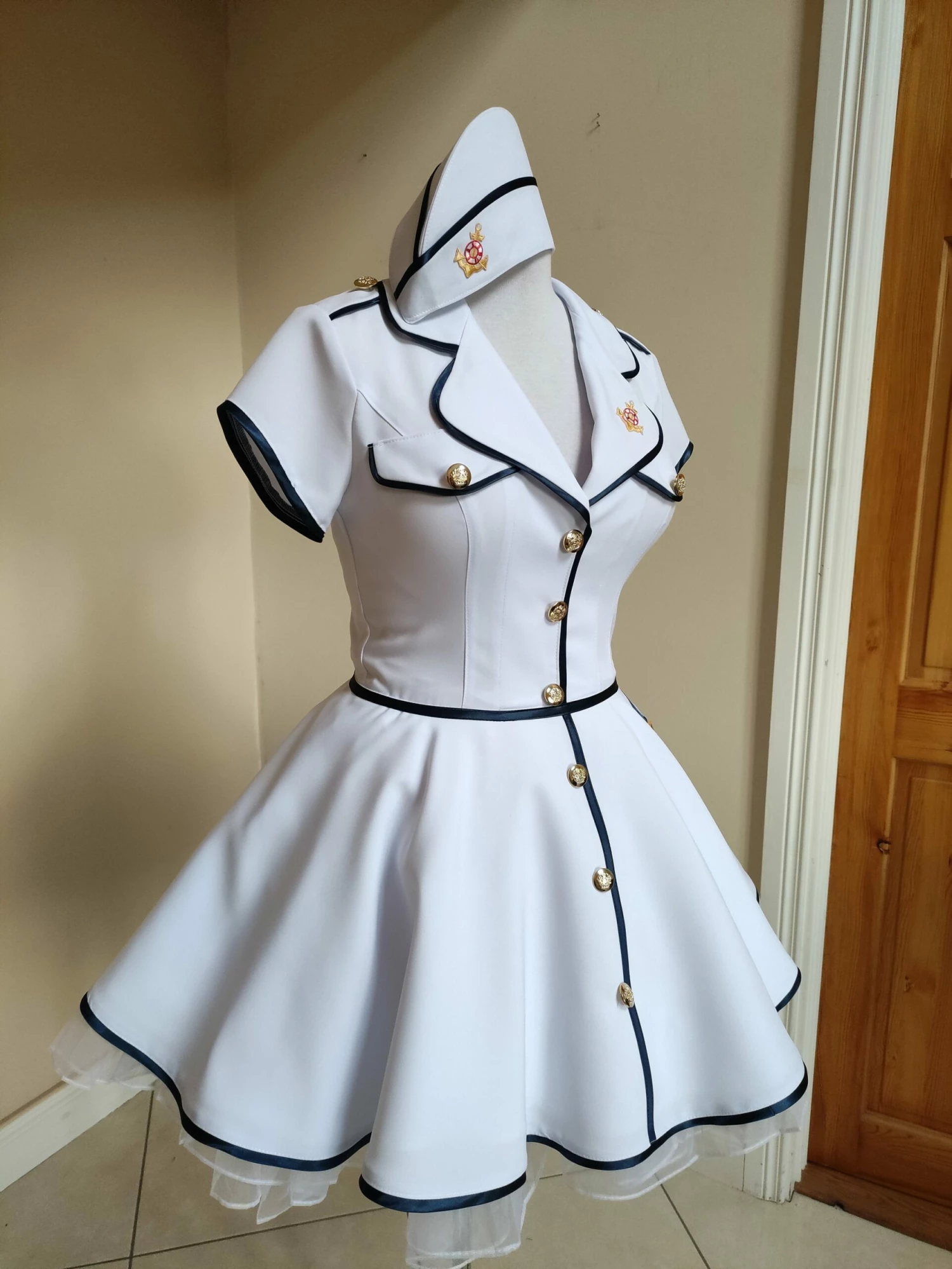 Nautica Rockabilly Dress, Navy Military Lady Dress With Hat Militarily Side Cap 4 Nautica Rockabilly Dress, Navy Military Lady Dress With Hat Militarily Side Cap - Image 2