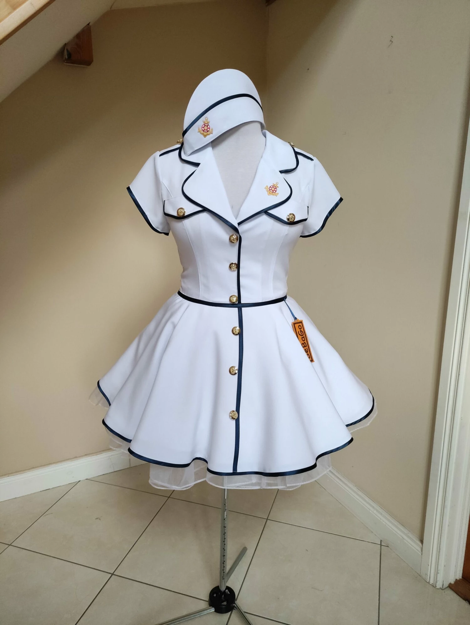 Nautica Rockabilly Dress, Navy Military Lady Dress With Hat Militarily Side Cap 7 Nautica Rockabilly Dress, Navy Military Lady Dress With Hat Militarily Side Cap - Image 5