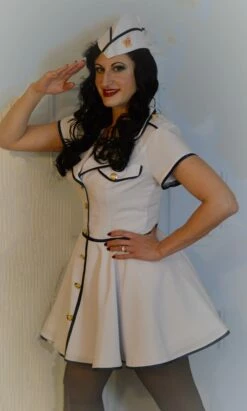 Nautica Rockabilly Dress, Navy Military Lady Dress With Hat Militarily Side Cap 21 Nautica Rockabilly Dress, Navy Military Lady Dress With Hat Militarily Side Cap -EpicCosplay Shop NauticaRockabillydress 9