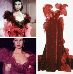 Vivien Leigh As Scarlett O'Hara Costume Red Dress Party Gown In Gone With The Wind