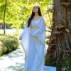 White Medieval Dress Celtic Gown Long Sleeves Renaissance Costume For Women -EpicCosplay Shop White Medieval Dress Celtic gown long sleeves renaissance costume for women 1