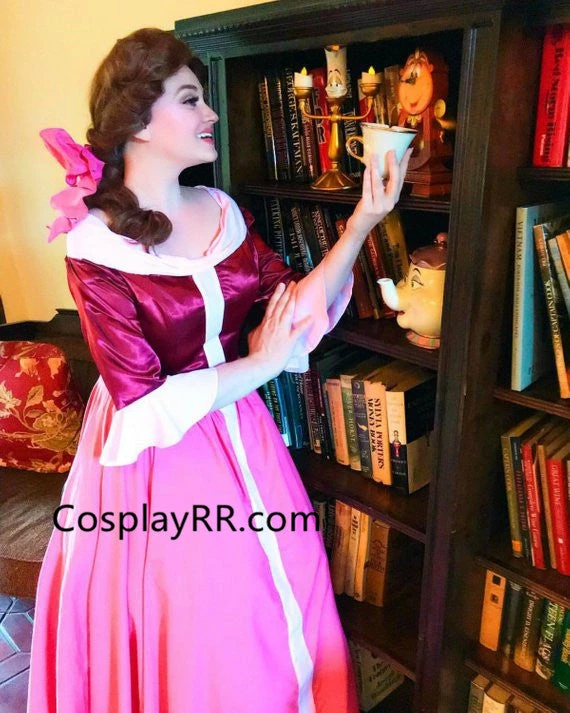Belle Winter Dress Costume Pink Gown With Cape From Beauty And The Beast 3 Belle Winter Dress Costume Pink Gown With Cape From Beauty And The Beast