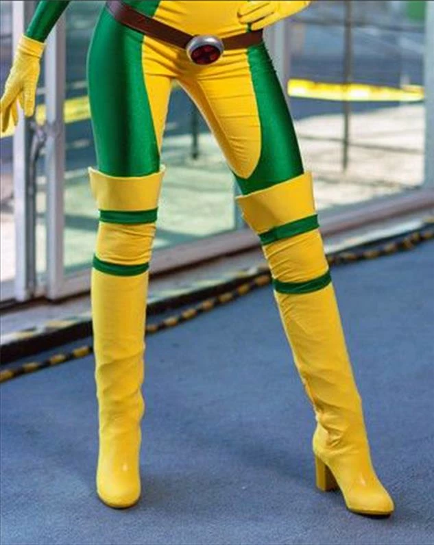 X Men Rogue Costume Bodysuit Cosplay Outfit Plus Size With Boots - Image 2