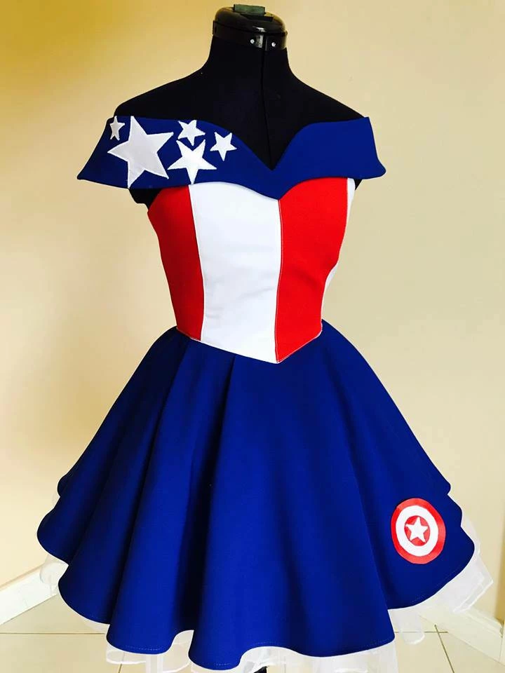 Female Captain America Inspired Dress Pageant Costume 3 Female Captain America Inspired Dress Pageant Costume