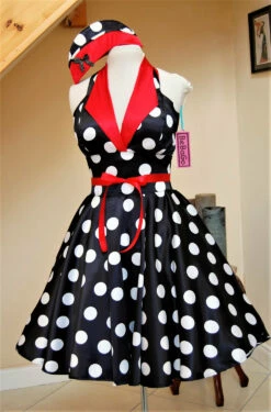 Polka Dots Black & White Pin Up Dress Rockabilly Dress -EpicCosplay Shop rockabillydresspolkadotsblack white 2