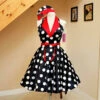 Polka Dots Black & White Pin Up Dress Rockabilly Dress -EpicCosplay Shop rockabillydresspolkadotsblack white 4
