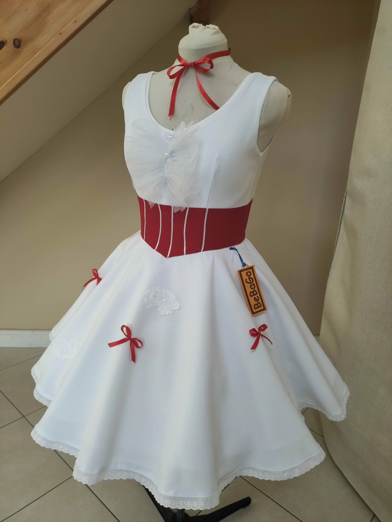 Mary Poppins White Holiday Dress Cosplay Costume 10 Mary Poppins White Holiday Dress Cosplay Costume - Image 8