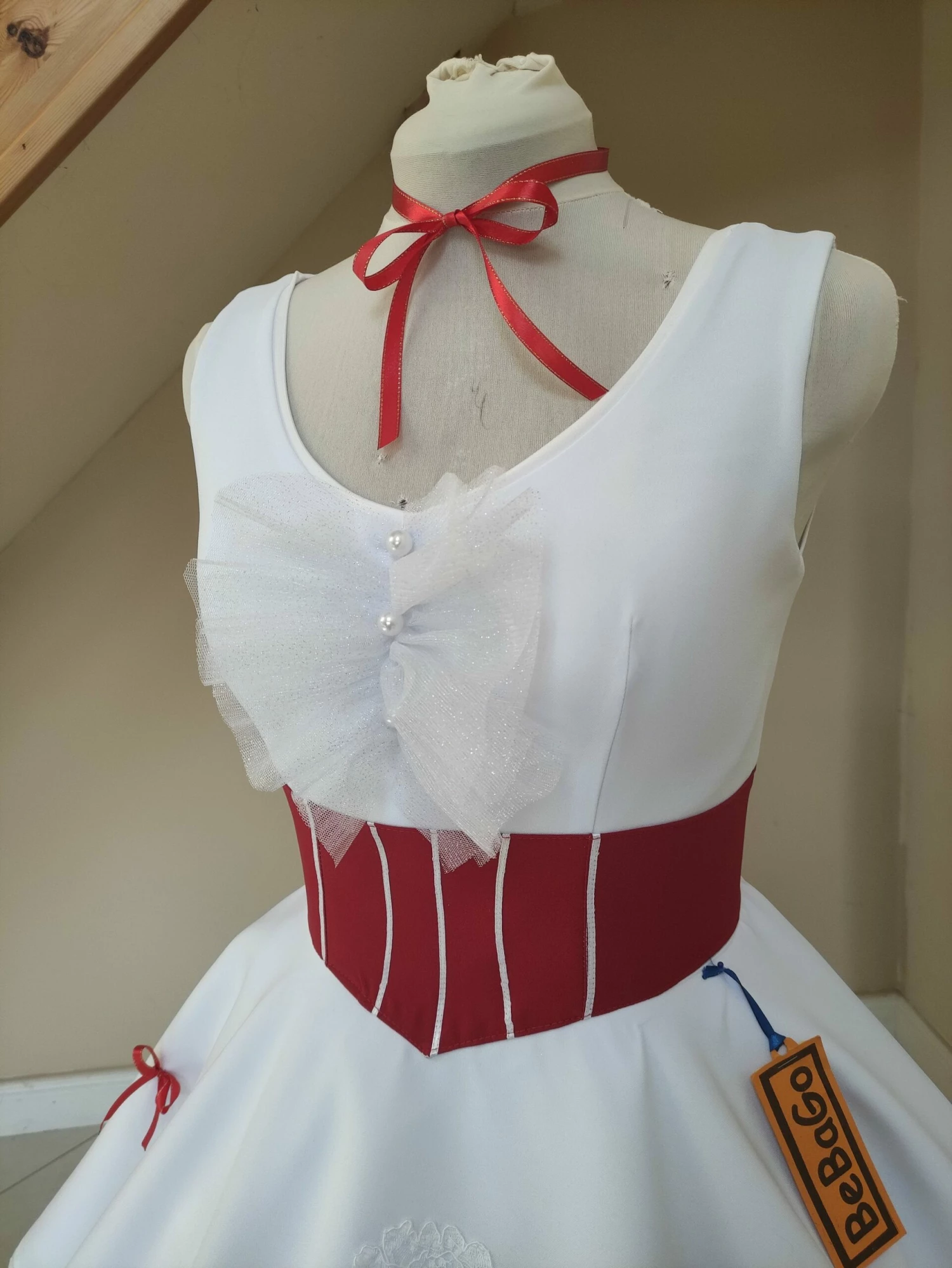 Mary Poppins White Holiday Dress Cosplay Costume 4 Mary Poppins White Holiday Dress Cosplay Costume - Image 2