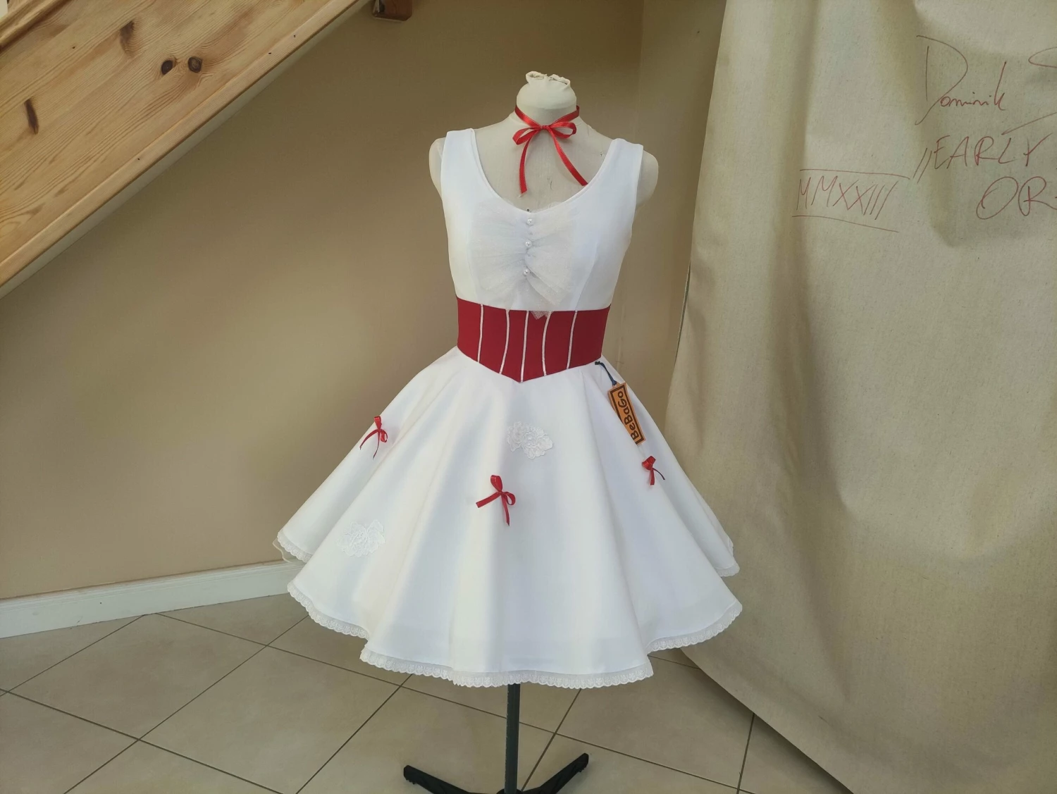 Mary Poppins White Holiday Dress Cosplay Costume 3 Mary Poppins White Holiday Dress Cosplay Costume